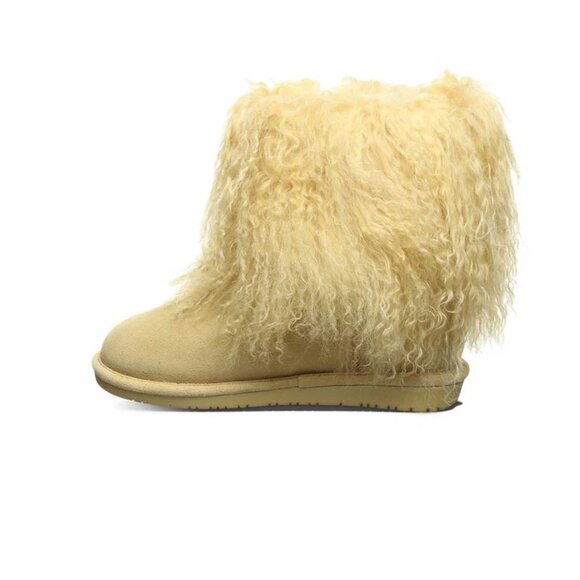 New Bearpaw Boo Boots Leather Suede Long Fur Sheepskin Women's Yellow Size 9 NEW - Picture 13 of 13